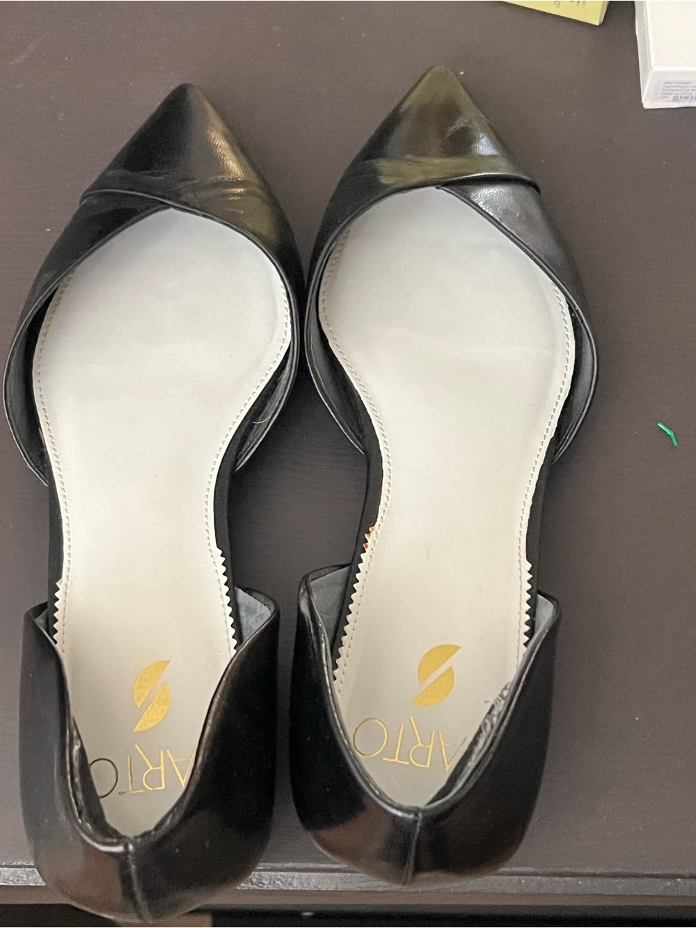 Tabitha Black Pointed-Toe D'Orsay Flats